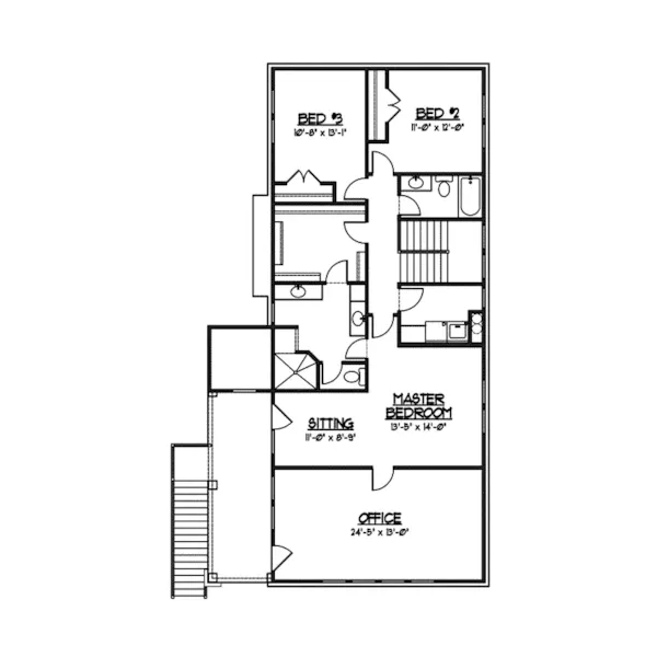 Colonial House Plan Second Floor - Wardour Craftsman Home 119D-0008 - Shop House Plans and More