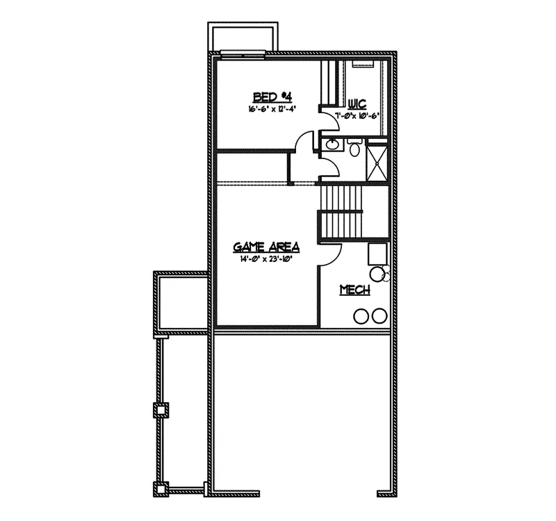 Craftsman House Plan Lower Level Floor - Wardour Craftsman Home 119D-0008 - Shop House Plans and More