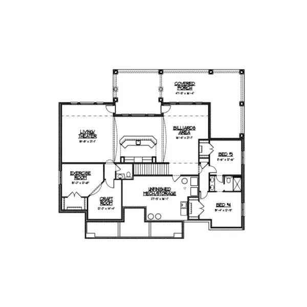 Mediterranean House Plan Lower Level Floor - Nola Bay Florida Style Home 119D-0011 - Shop House Plans and More