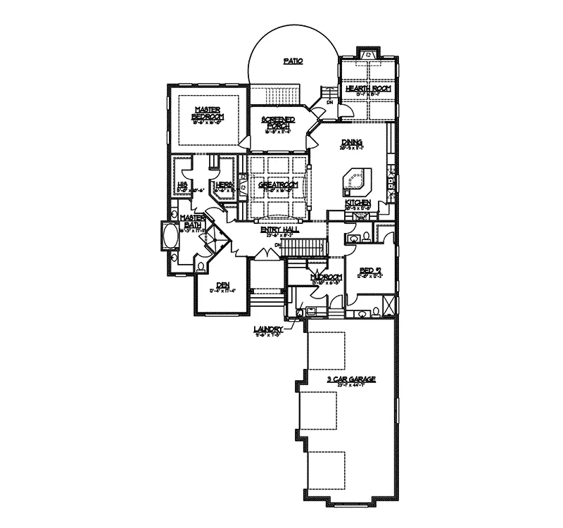 Ranch House Plan First Floor - Vanderville European Home 119D-0013 - Shop House Plans and More