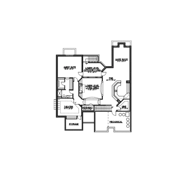 Neoclassical House Plan Lower Level Floor - Vanderville European Home 119D-0013 - Shop House Plans and More