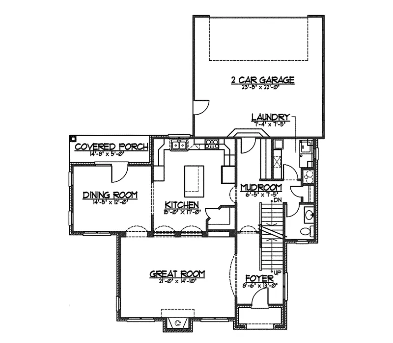 English Cottage House Plan First Floor - Leavenworth Cove English Home 119D-0014 - Shop House Plans and More