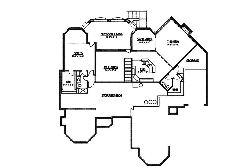 Country French House Plan Lower Level Floor - Skylark English Cottage Home 119S-0001 - Shop House Plans and More