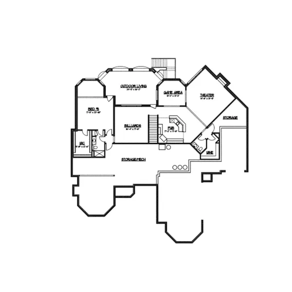 Tudor House Plan Lower Level Floor - Skylark English Cottage Home 119S-0001 - Shop House Plans and More