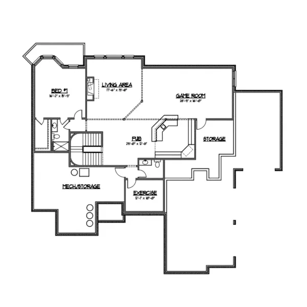 Country French House Plan Lower Level Floor - Lydell Manor Luxury Home 119S-0008 - Shop House Plans and More