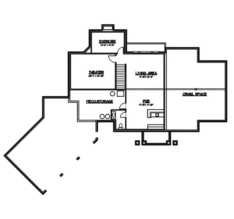 Cabin & Cottage House Plan Lower Level Floor - Zoe Rustic Cottage Home 119S-0009 - Shop House Plans and More