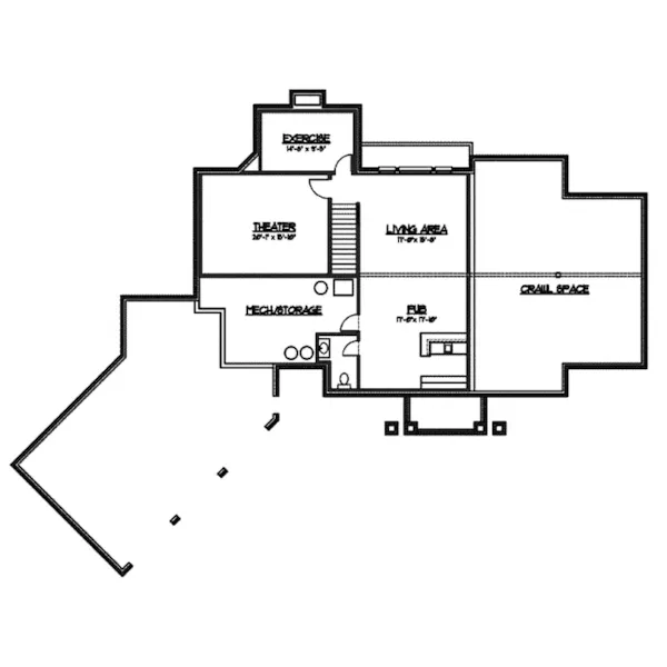 Shingle House Plan Lower Level Floor - Zoe Rustic Cottage Home 119S-0009 - Shop House Plans and More