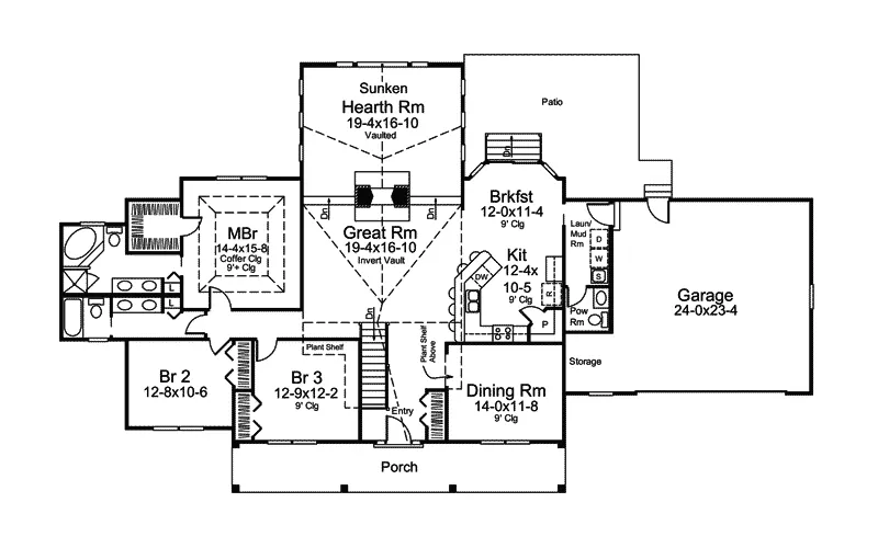Southern House Plan First Floor - Kaitlyn Southern Home 121D-0003 - Search House Plans and More