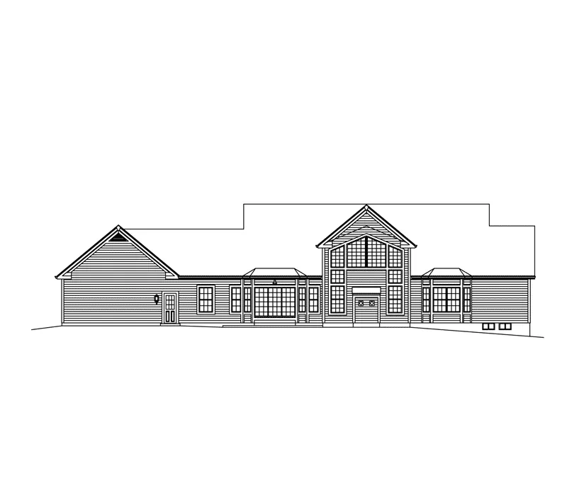 Colonial House Plan Rear Elevation - Samantha Country Home 121D-0004 - Shop House Plans and More