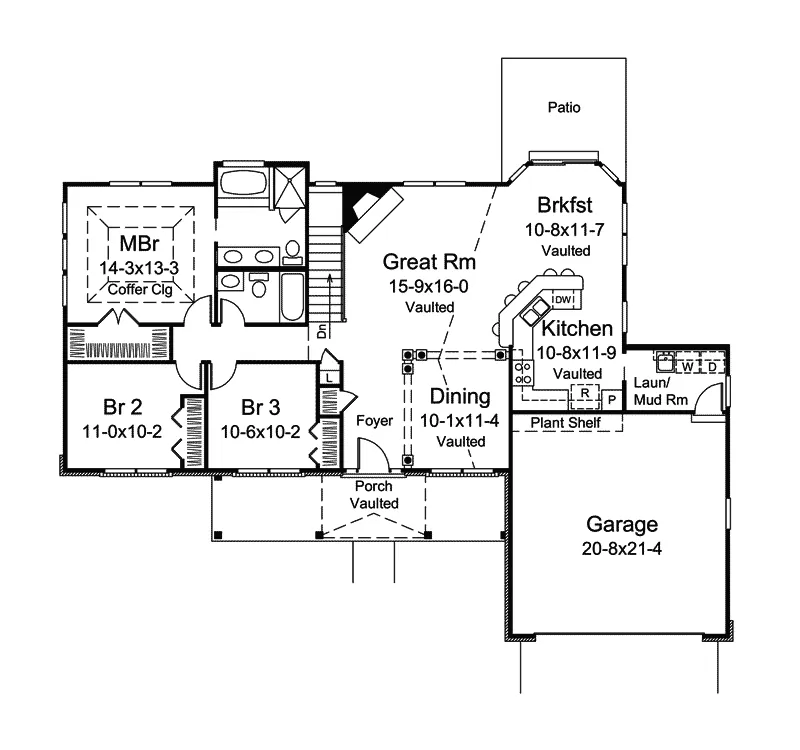 Traditional House Plan First Floor - Jillian Ranch Home 121D-0005 - Search House Plans and More