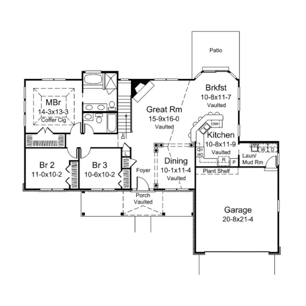 Waterfront House Plan First Floor - Jillian Ranch Home 121D-0005 - Search House Plans and More