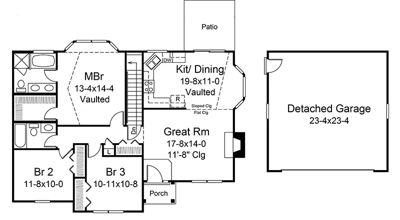 Traditional House Plan Basement Floor - Chloe Ranch Home 121D-0007 - Search House Plans and More