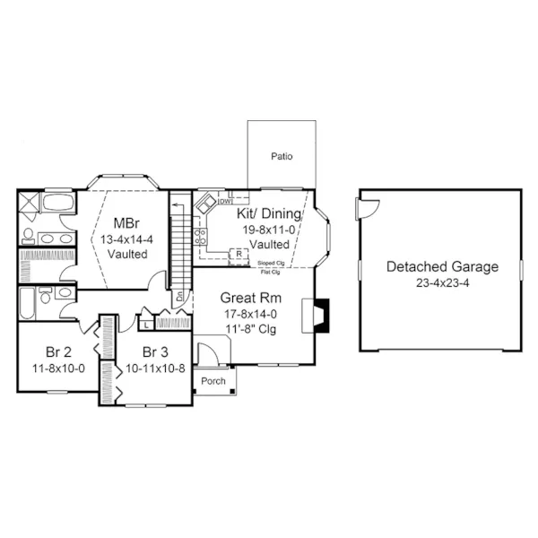 Ranch House Plan Basement Floor - Chloe Ranch Home 121D-0007 - Search House Plans and More