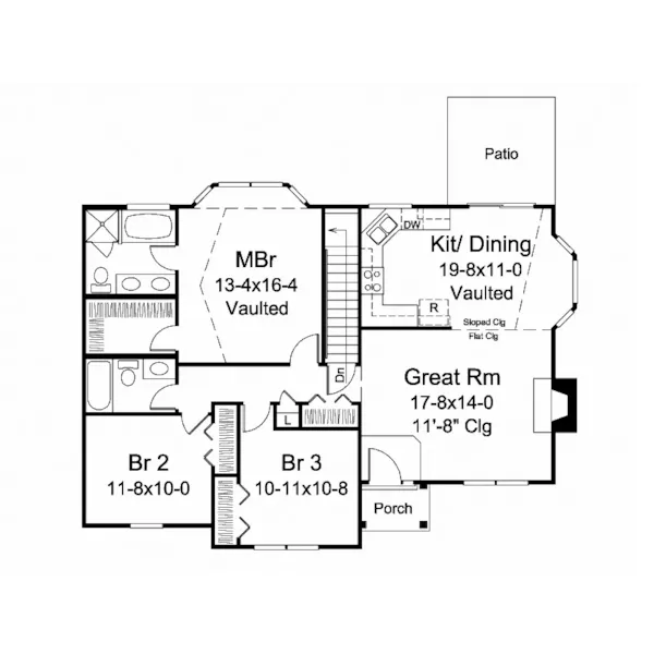 Ranch House Plan First Floor - Chloe Ranch Home 121D-0007 - Search House Plans and More