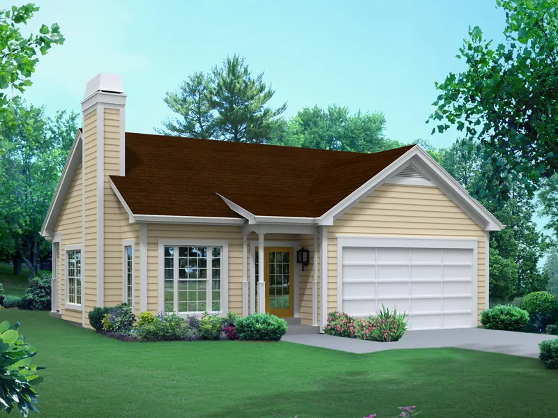 Colonial House Plan Front of Home - Cassandra Country Ranch Home 121D-0010 - Search House Plans and More