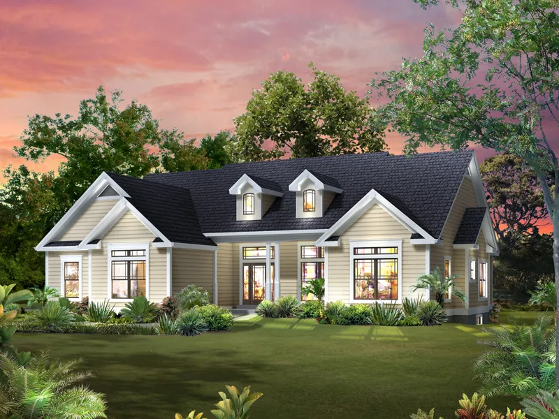 Modern Farmhouse Plan Front of Home - Abigail Traditional Ranch Home 121D-0011 - Search House Plans and More