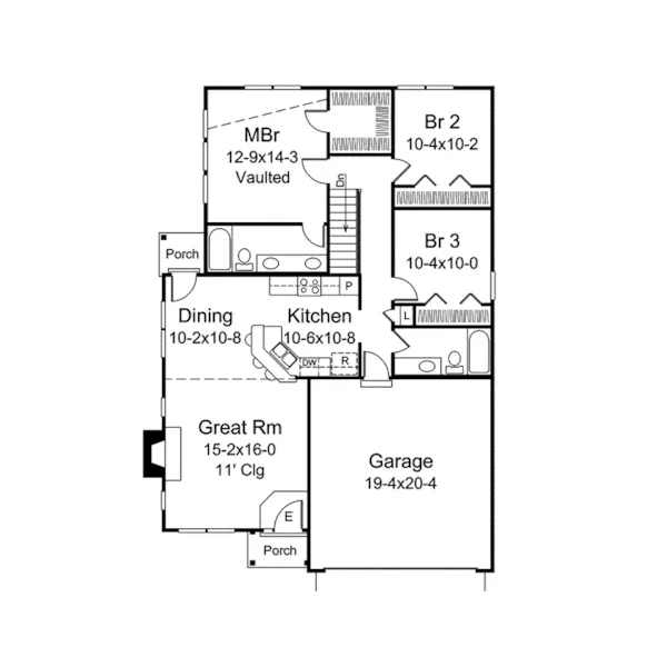 Country House Plan First Floor - Angelina Rustic Ranch Home 121D-0012 - Search House Plans and More