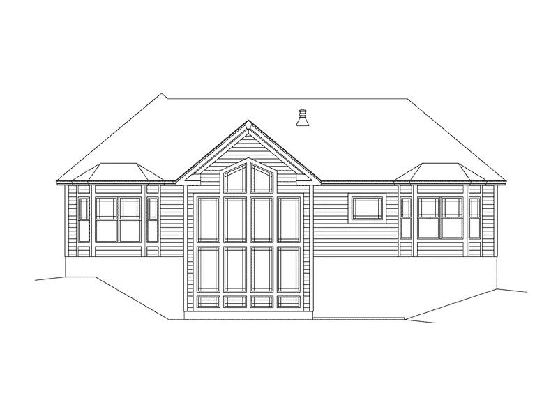 Traditional House Plan Rear Elevation - Evelyn Atrium Ranch Home 121D-0013 - Search House Plans and More