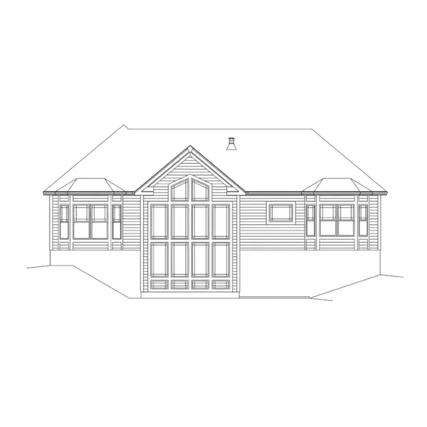 Traditional House Plan Rear Elevation - Evelyn Atrium Ranch Home 121D-0013 - Search House Plans and More