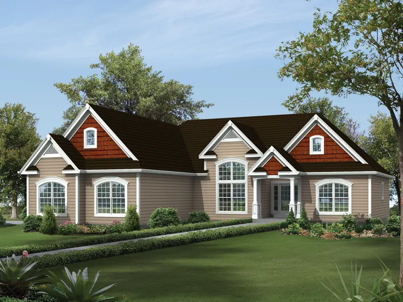 Ranch House Plan Front of Home - Rebecca Traditional Ranch Home 121D-0015 - Shop House Plans and More