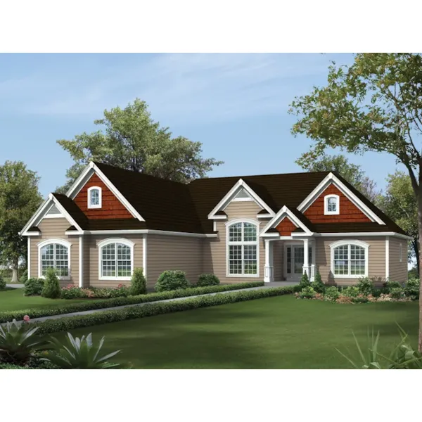 Traditional House Plan Front of Home - Rebecca Traditional Ranch Home 121D-0015 - Shop House Plans and More