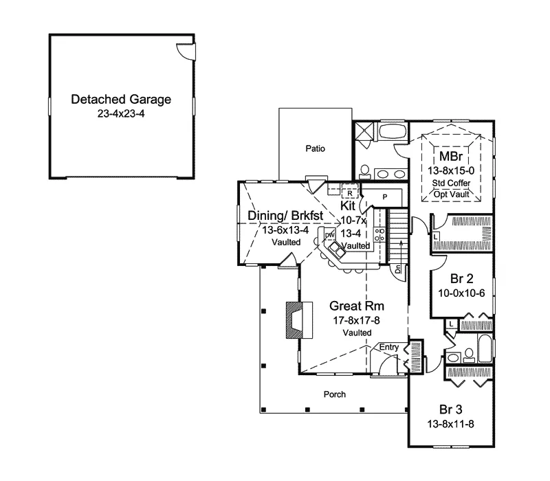 Vacation House Plan First Floor - Paige Country Cottage Home 121D-0016 - Shop House Plans and More
