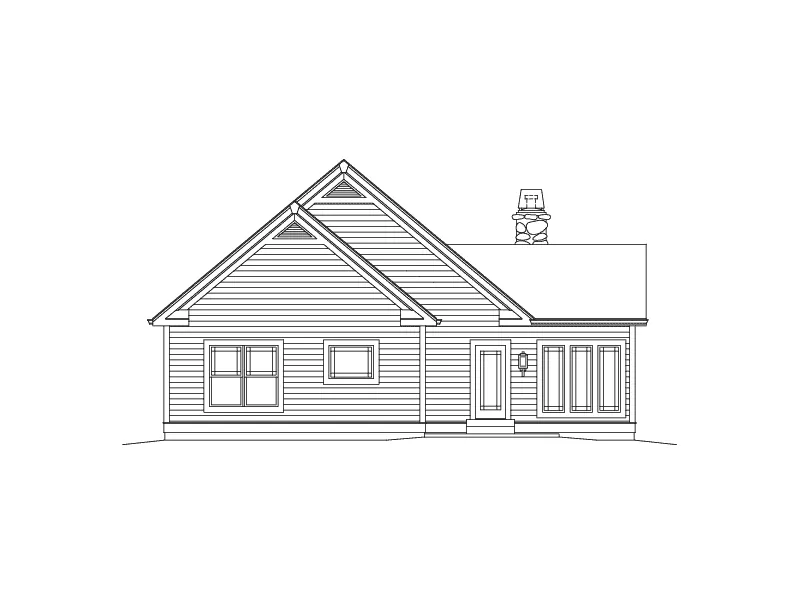 Cabin & Cottage House Plan Rear Elevation - Paige Country Cottage Home 121D-0016 - Shop House Plans and More