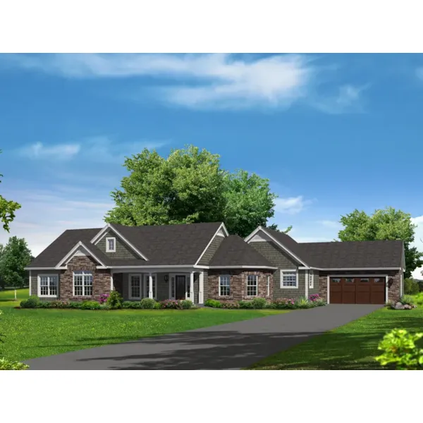 Ranch House Plan Front of Home - Lillian Ranch Home 121D-0018 - Shop House Plans and More