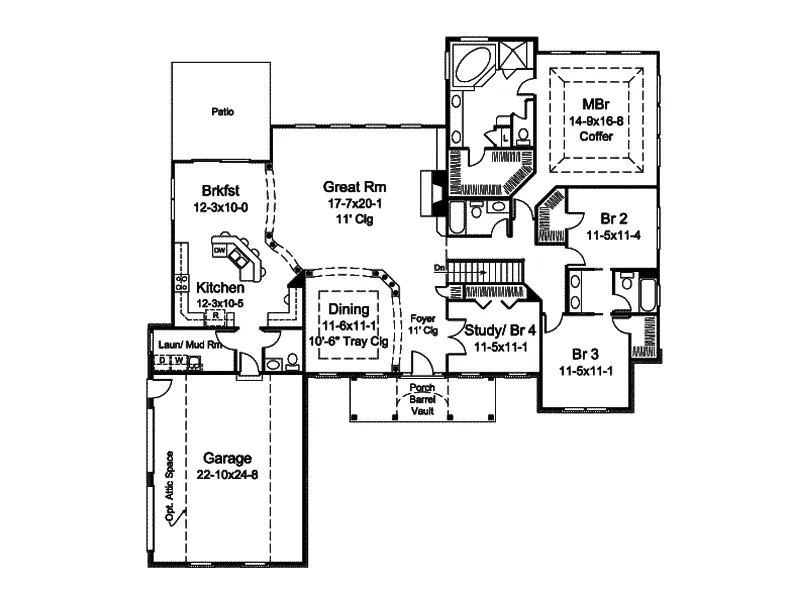 Ranch House Plan First Floor - Gabriella Luxury Ranch Home 121D-0019 - Search House Plans and More