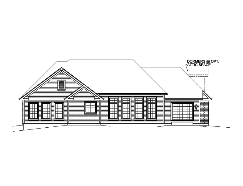 Ranch House Plan Rear Elevation - Gabriella Luxury Ranch Home 121D-0019 - Search House Plans and More