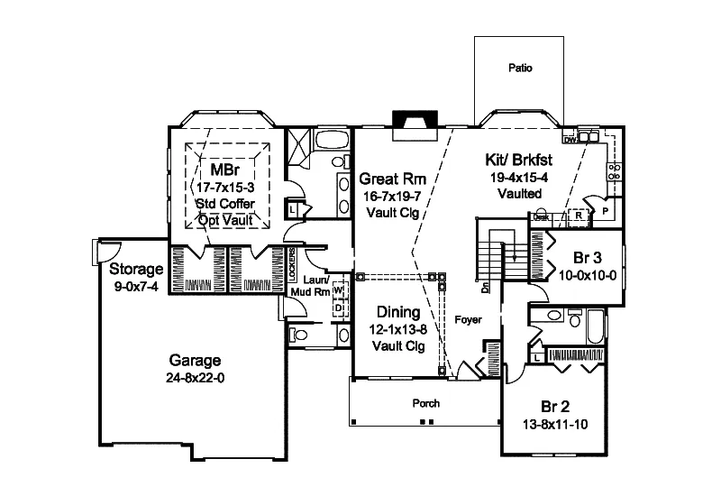Country House Plan First Floor - Hailey Country Ranch Home 121D-0020 - Search House Plans and More