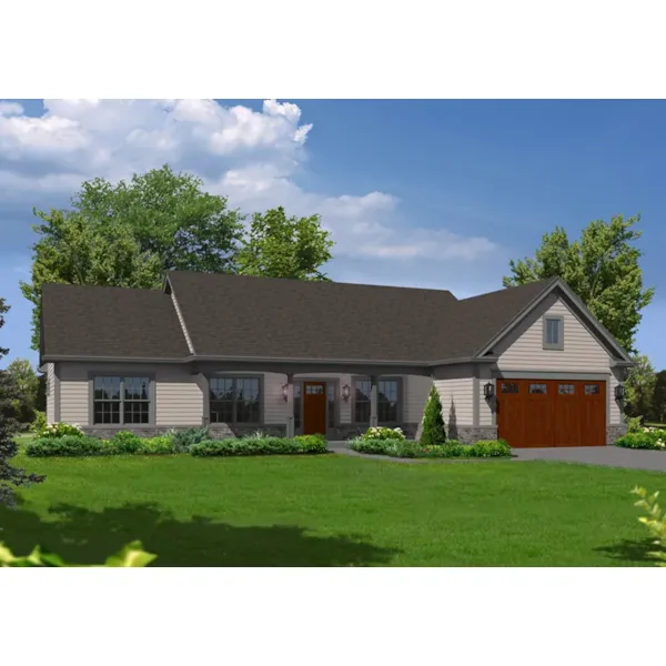 Ranch House Plan Front of Home - Riley Rustic Ranch Home 121D-0021 - Shop House Plans and More