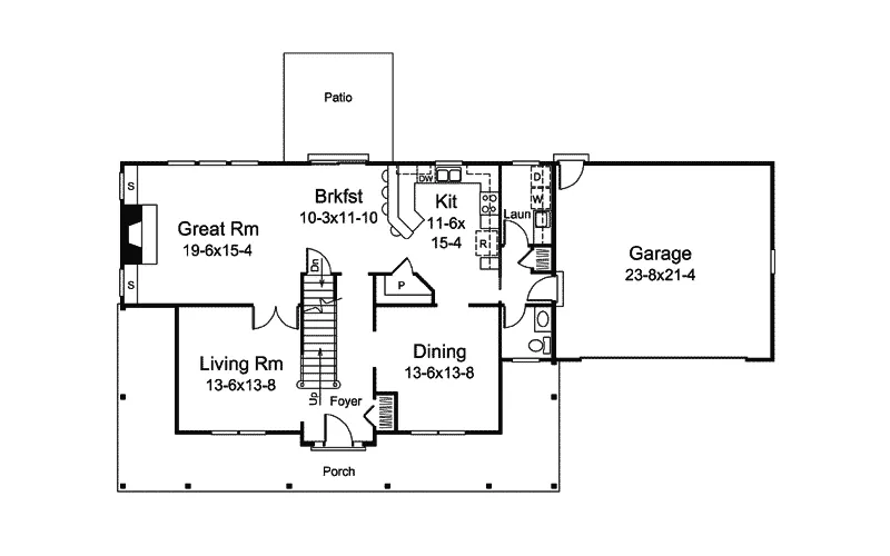 Country House Plan First Floor - Grace Country Home 121D-0022 - Search House Plans and More