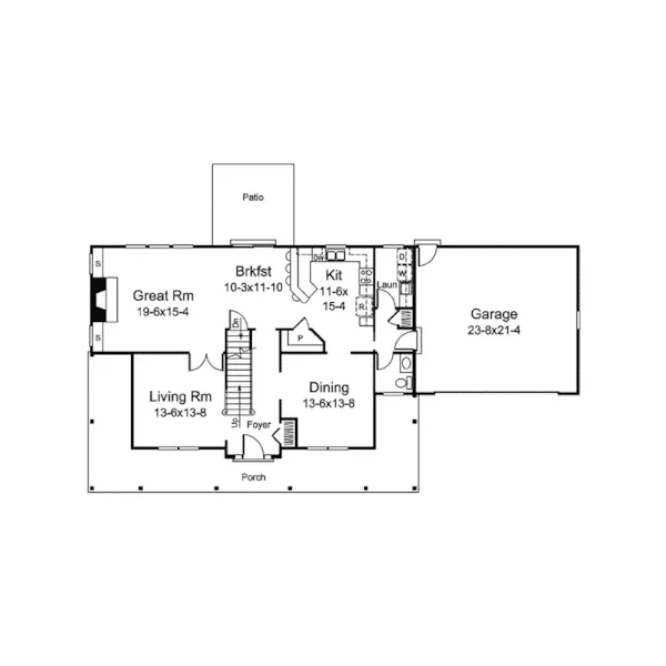 Neoclassical House Plan First Floor - Grace Country Home 121D-0022 - Search House Plans and More