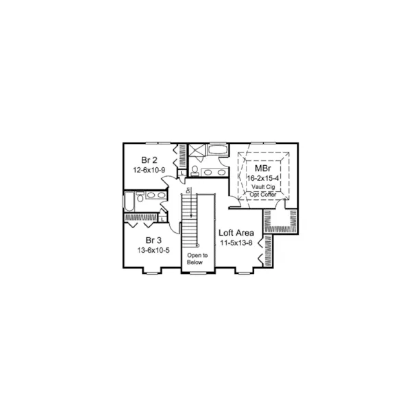 Neoclassical House Plan Second Floor - Grace Country Home 121D-0022 - Search House Plans and More