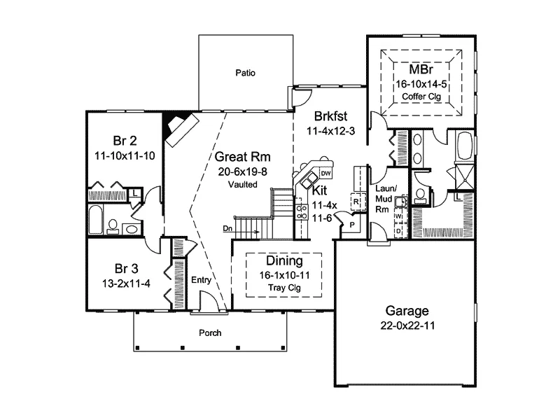 Ranch House Plan First Floor - Natalie Country Home 121D-0024 - Shop House Plans and More