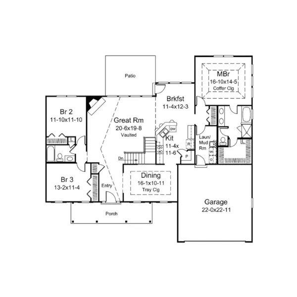 Ranch House Plan First Floor - Natalie Country Home 121D-0024 - Shop House Plans and More