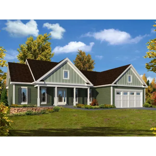 Ranch House Plan Front of Home - Natalie Country Home 121D-0024 - Shop House Plans and More