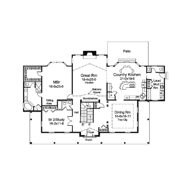 Cape Cod & New England House Plan First Floor - Rachel Country Home 121D-0026 - Shop House Plans and More