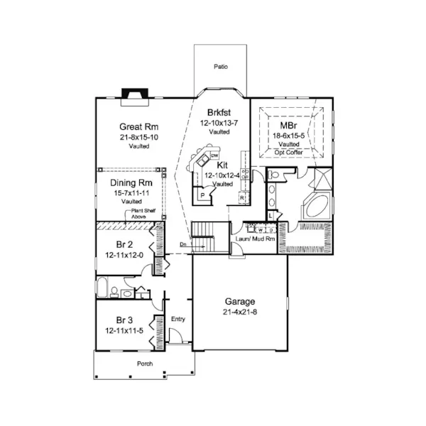 Ranch House Plan First Floor - Sophia New England Style Home 121D-0027 - Shop House Plans and More