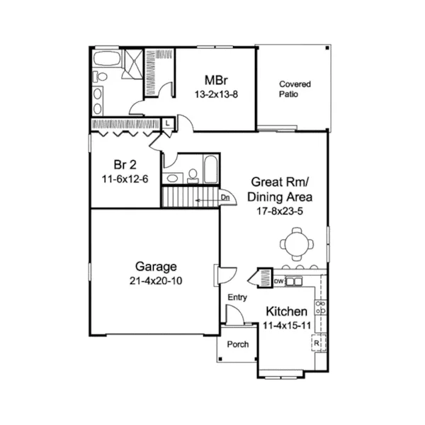 Country House Plan First Floor - Hannah Craftsman Ranch Home 121D-0029 - Search House Plans and More