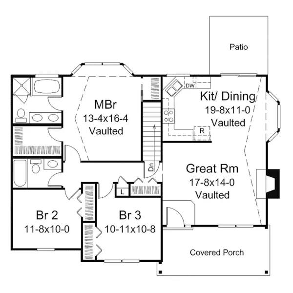 Traditional House Plan First Floor - Brianna Country Ranch Home 121D-0031 - Search House Plans and More