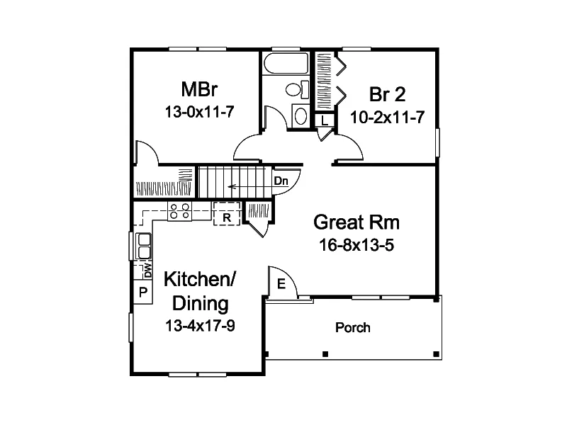 Traditional House Plan First Floor - Aubrey Country Ranch Home 121D-0033 - Search House Plans and More