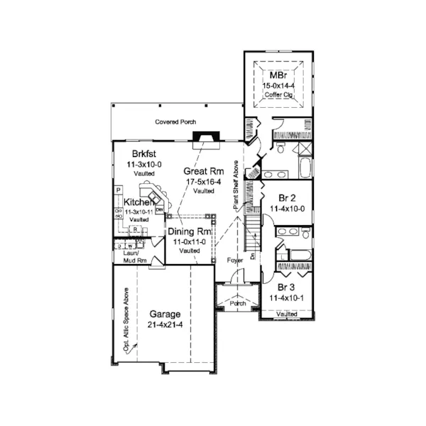 Craftsman House Plan First Floor - Audrey Traditional Ranch Home 121D-0035 - Search House Plans and More