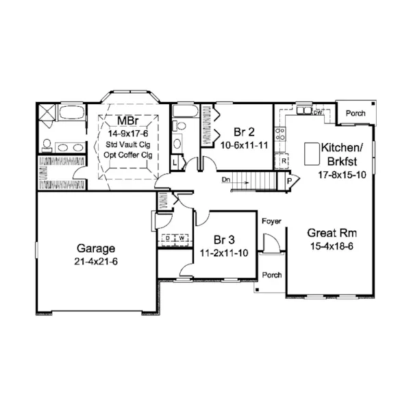 Country House Plan First Floor - Jocelyn Craftsman Ranch Home 121D-0039 - Search House Plans and More