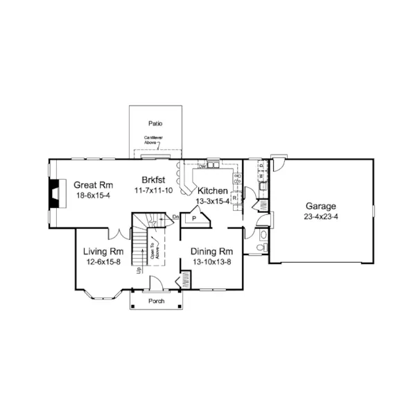 Craftsman House Plan First Floor - Bailey Georgian Style Home 121D-0042 - Search House Plans and More