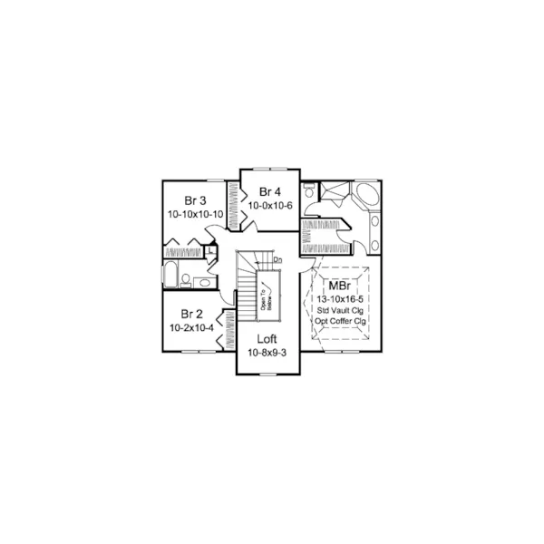 Craftsman House Plan Second Floor - Bailey Georgian Style Home 121D-0042 - Search House Plans and More