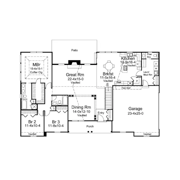 Country House Plan First Floor - Andrea Shingle Craftsman Home 121D-0043 - Search House Plans and More