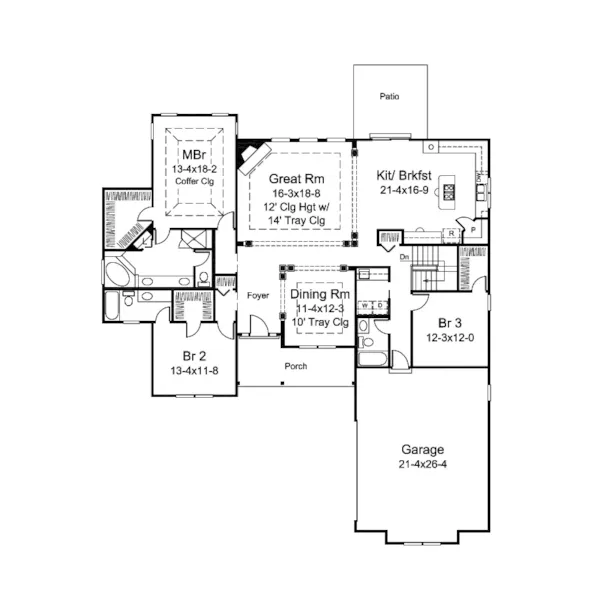 Craftsman House Plan First Floor - Dorene Shingle Style Home 121D-0044 - Search House Plans and More