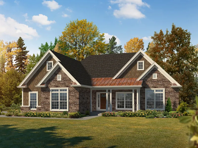 Country House Plan Front of Home - Buckley Shingle Ranch Home 121D-0045 - Search House Plans and More